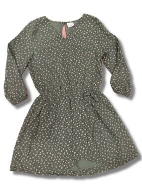 Abercrombie Kids Girls 13/14 Olive Green Long Sleeve Dress Fall Holidays